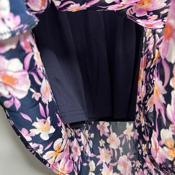 Lulus Women's Admirable Charmer Navy Blue Floral Satin Tie-Back Midi Dress S‎ - Picture 7 of 15